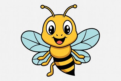 Cute cartoon smiling bee