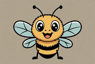 Cute cartoon bee smiling