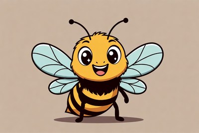 Cute cartoon bee smiling