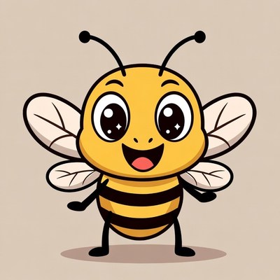 Cute cartoon bee smiling