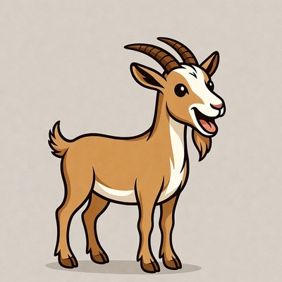 Cartoon baby goat smiling