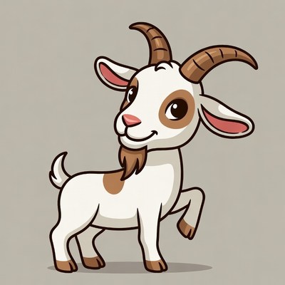 Cute cartoon baby goat