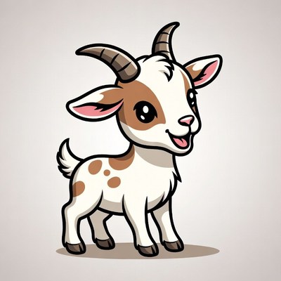 Cute cartoon baby goat smiling
