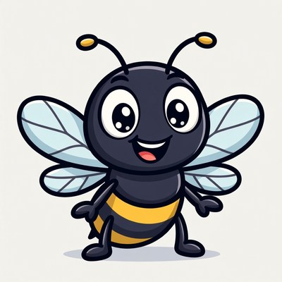 Cute cartoon bumblebee smiling