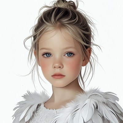 Blonde girl with feathered white collar