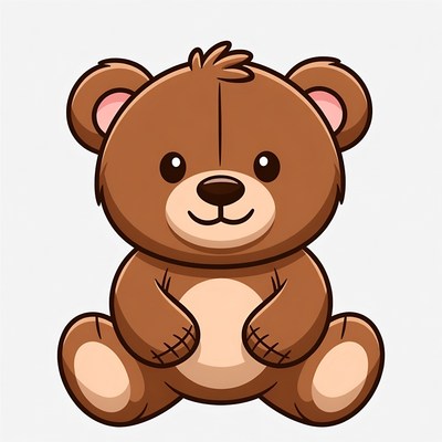 Cute cartoon teddy bear sitting