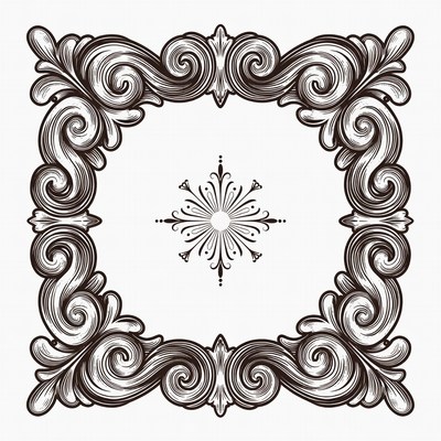 Ornate Black Line Art Frame