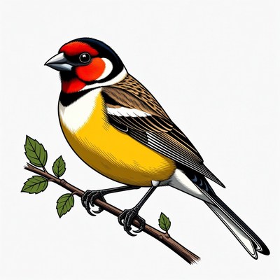 Red-headed Finch on Branch