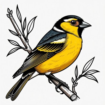 Yellow bird perched on branch