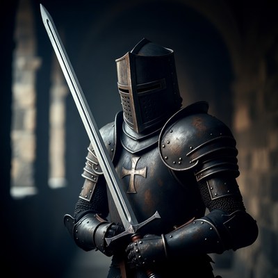 Medieval Knight Holding Sword