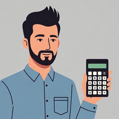 Man holding calculator illustration
