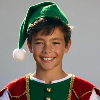 Boy in green elf costume