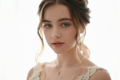 Young woman in lace dress portrait