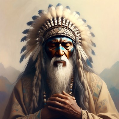 Native American Elder in War Bonnet