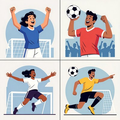 Soccer Players Celebrating and Playing