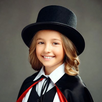 Girl in Top Hat and Cape