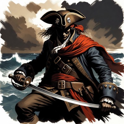 Pirate Captain Holding Sword
