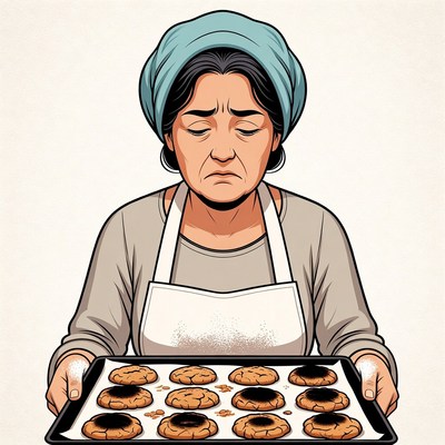 Woman holding burnt cookies