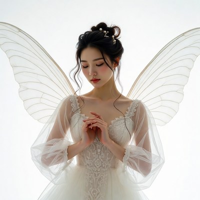 Asian woman with fairy wings