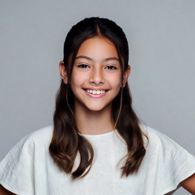 Smiling Asian girl with long hair