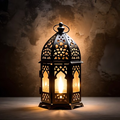 Moroccan Lantern with Warm Flame