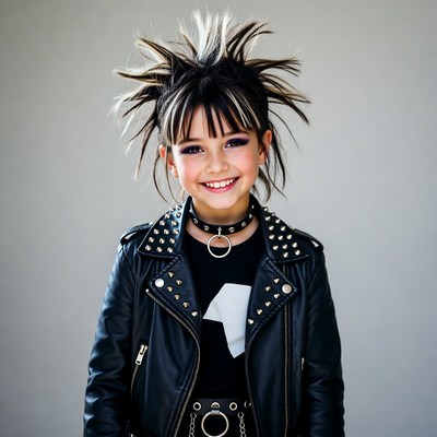 Girl with spiked hair and leather jacket