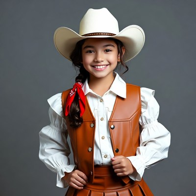 Asian girl in cowboy outfit