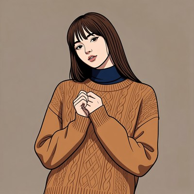 Anime girl in orange sweater