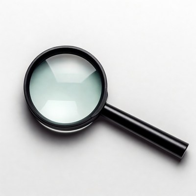 Black Magnifying Glass on White