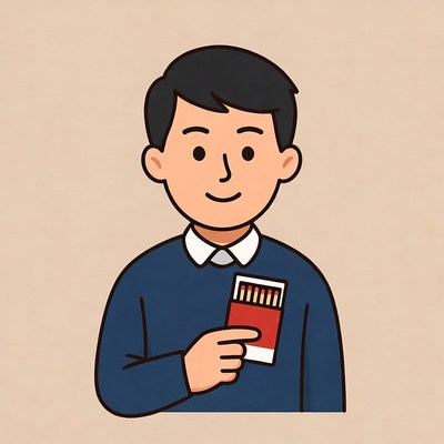 Man holding matchbox illustration