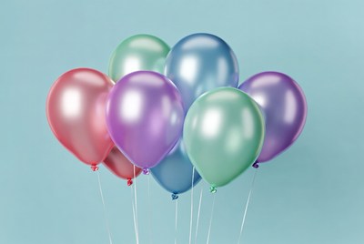 Colorful metallic balloons cluster