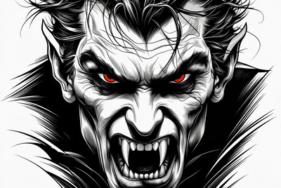Fierce Vampire Man with Red Eyes