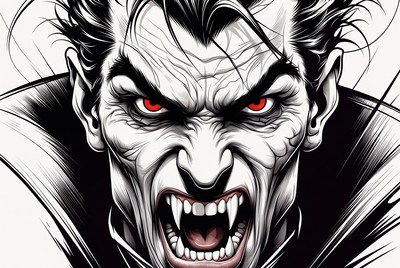 Fierce Vampire Man with Red Eyes