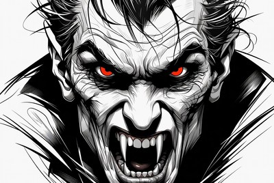 Fierce Vampire Man with Red Eyes