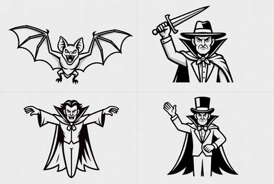Halloween Dracula Bat Clipart Set