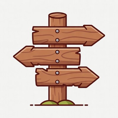 Wooden Signpost with Three Arrows