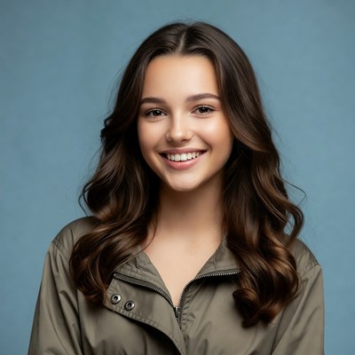 Smiling young woman with brown hair