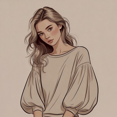 Blonde woman in puffy sleeve top