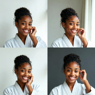 Smiling African-American woman in robe