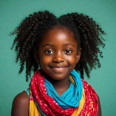 Smiling African-American girl with curly hair
