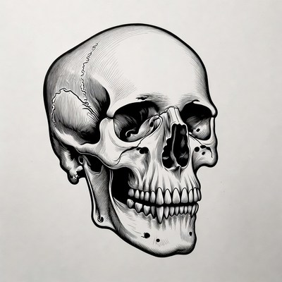 Detailed Human Skull Illustration