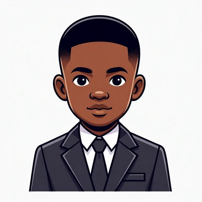 African-American boy in suit illustration