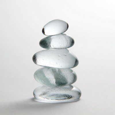 Stacked Clear Glass Pebbles