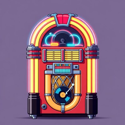Neon Retro Jukebox Illustration