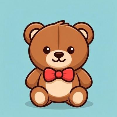 Cute brown teddy bear with red bowtie
