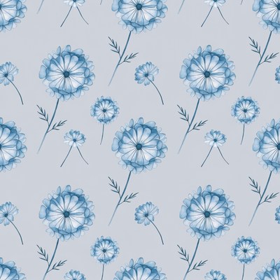 Blue Daisy Flowers Seamless Pattern
