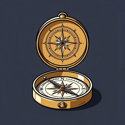 Open Golden Compass Illustration