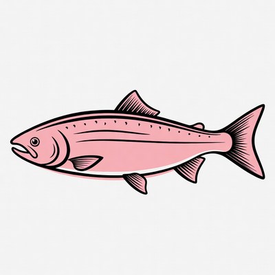 Pink salmon fish illustration