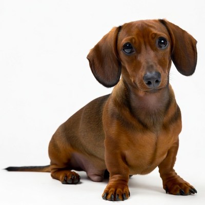 Red Dachshund Dog on White Background