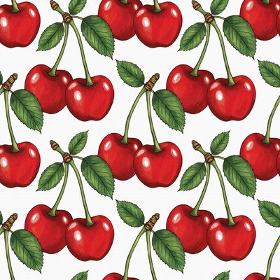 Red Cherries Seamless Pattern